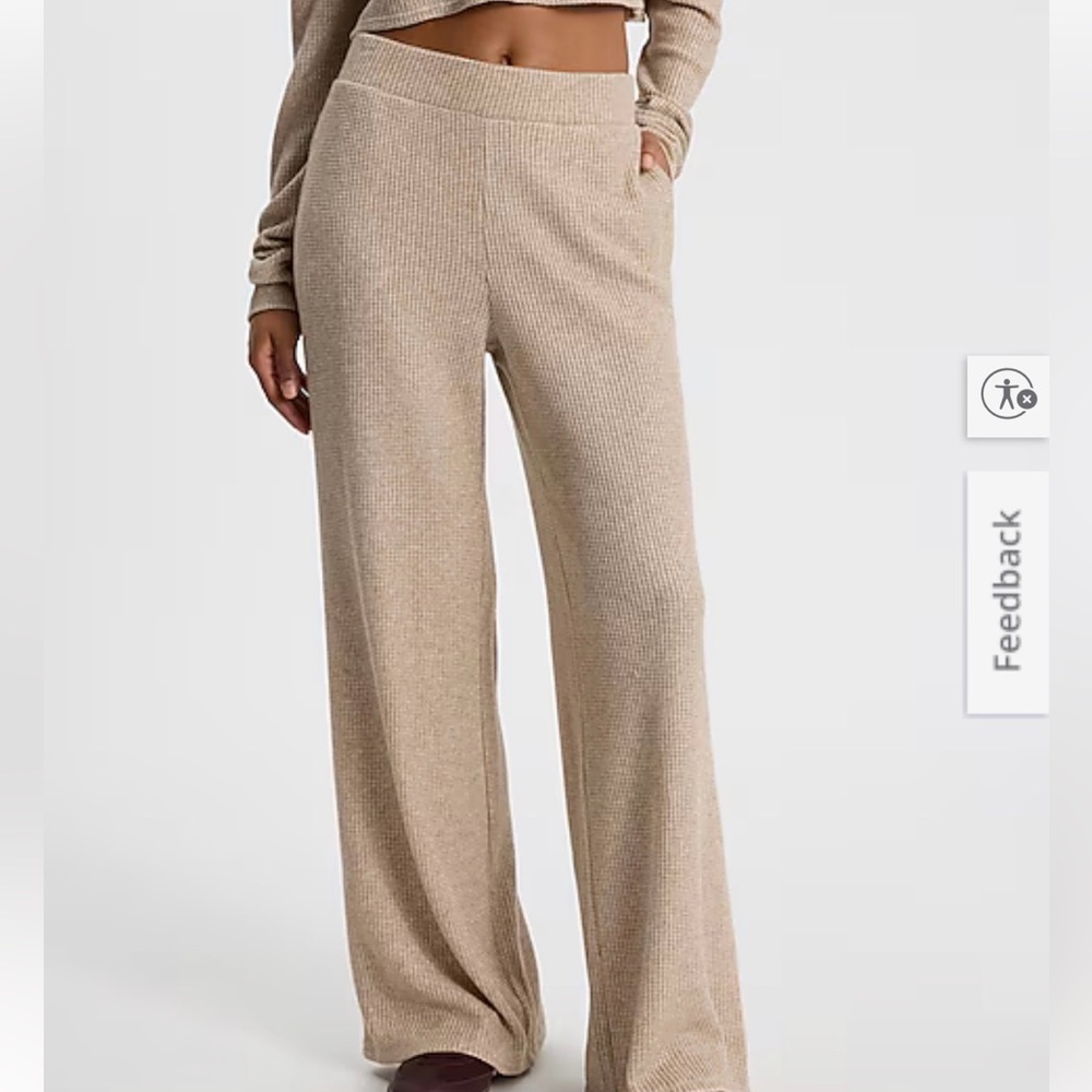 Express High Waster Glitter Waffle Knit Pull On Wide Leg Pant
